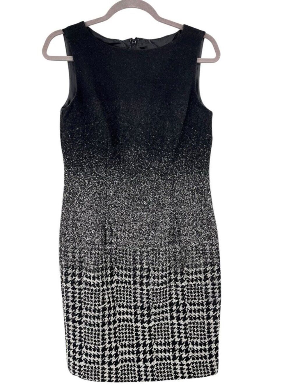TALBOTS Women's Black Ombre Houndstooth Wool Blend Sheath Dress NWT 6 Petite